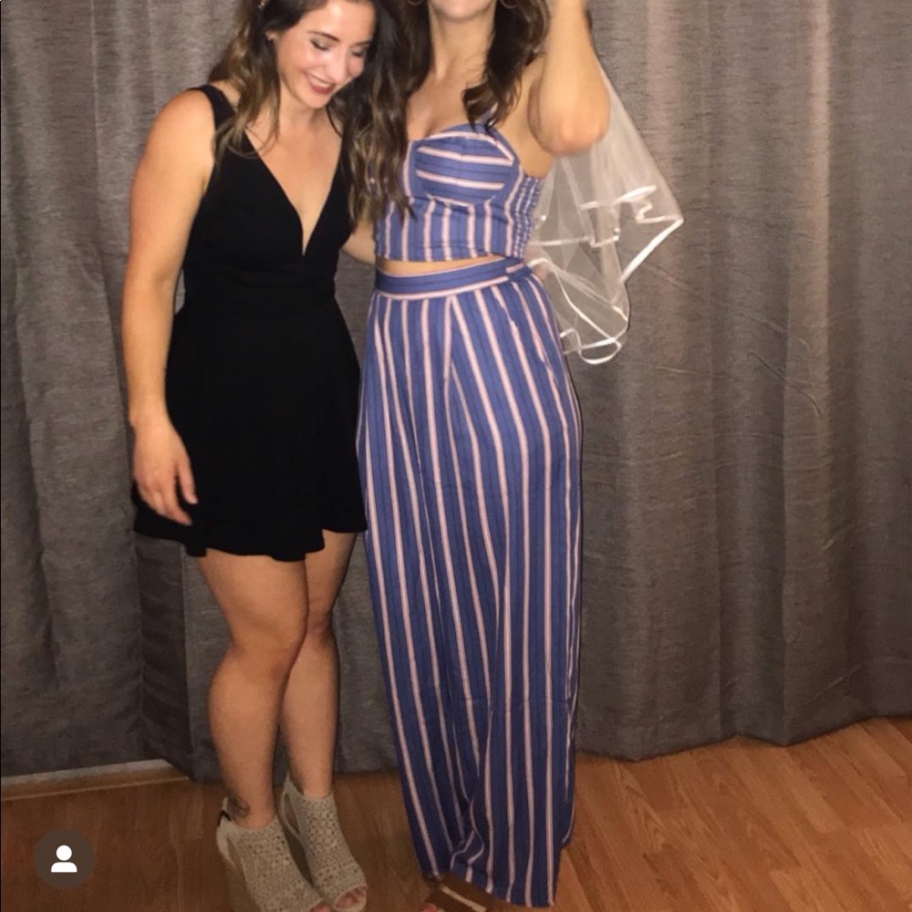 Crop Top and High Waisted Flared Pant Set